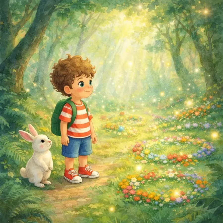 Child on a magical forest path — a metaphor for personalized adventure stories
